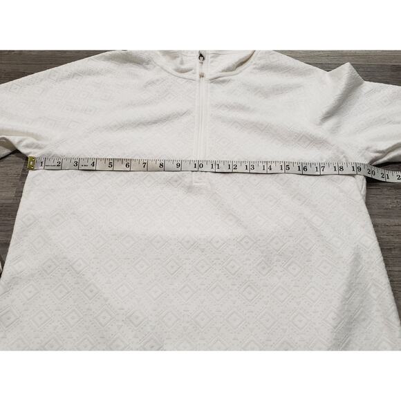 Eddie Bauer White Quilted Pull Over Zip Turtleneck Long Sleeve Sweater Shirt - Picture 6 of 8